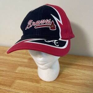 Vintage Atlanta Braves Tomahawk Chop SnapBack Hat Black, Red MLB Cap 1990s